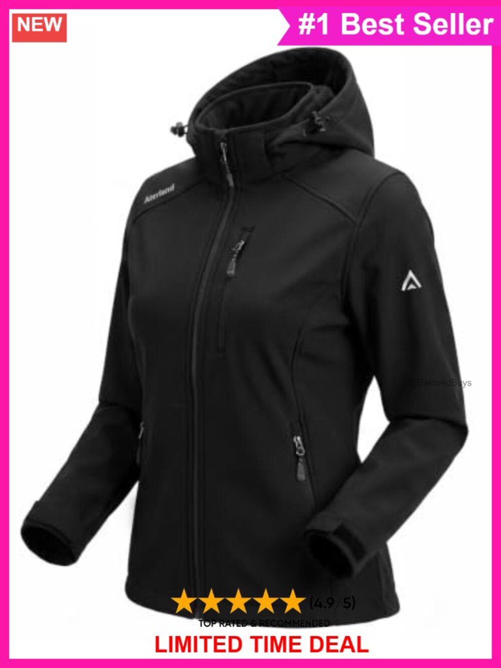 Fleece-Lined Softshell Jacket Removable Hood 4-Way Stretch